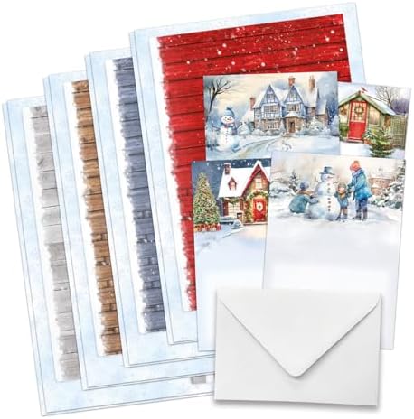 Katy Sue Christmas Garden Picket Fence Card Making Kit - 8 Shaped Cards, Die-Cut Embellishments, Background Scenes, Foam Pads, Instructions & 8 Envelopes for Christmas Card Making Supplies. UK-Made.