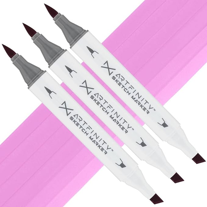 Artfinity Sketch Markers - Set of 3 - Rhodamine V1-4, Vibrant, Professional, Dye-Based Alcohol Markers for Artists, Drawing, Travel, & More