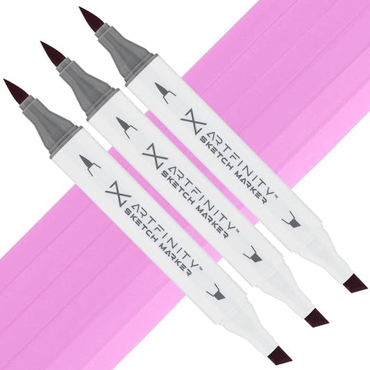 Artfinity Sketch Markers - Set of 3 - Rhodamine V1-4, Vibrant, Professional, Dye-Based Alcohol Markers for Artists, Drawing, Travel, & More