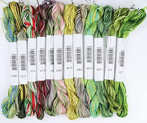 KCS Big skeins of 25 Meters Size 25 Color Variegated Cross Stitch Stranded Threads,12 skeins,06