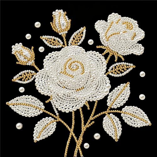 DIYBEADDOT Rose Flower Pearl Painting Kits for Adults,5D Diamond Art Pearl Painting Kits for Beginner, DIY Special Shape Pearl Gem Crafts for Home Wall Decor 11.8X11.8 Inch