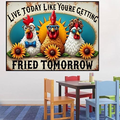 ijbnhd Chicken Diamond Art Kits for Adults 16x12in