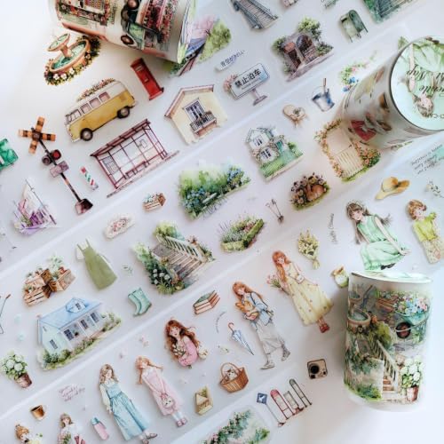 PET Tape Stickers for Scrapbooking Supplies, Girls Stickers for Journaling