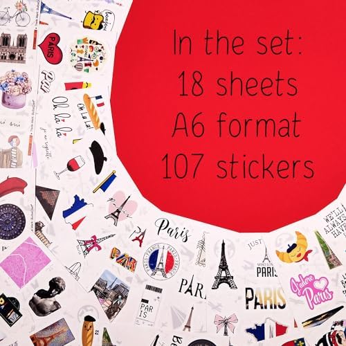 100Pcs Paris Sticker, French Stickers, Eiffel Tower Laptop Decals, Scrapbook & Water Bottles, Paris Party Supplies, Gifts for Women & Men