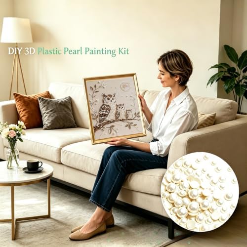 Owls Pearl Diamond Painting Kits for Adults,3D Special Shape Diamond Art