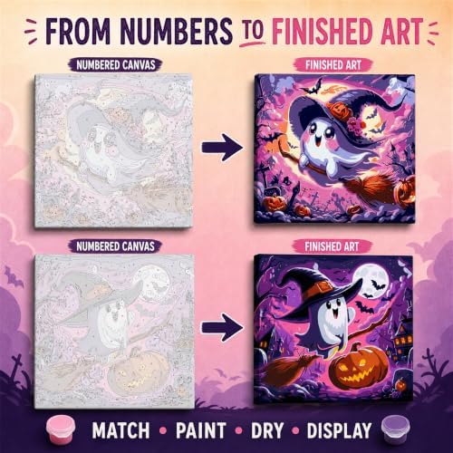 Yiolikan 2Pcs Halloween Paint by Numbers Kits for Adults Framed