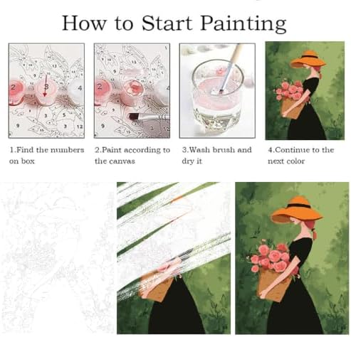 ZRIZQ Paint by Numbers Kit for Adults Beginner,Woman Flowers,16x20