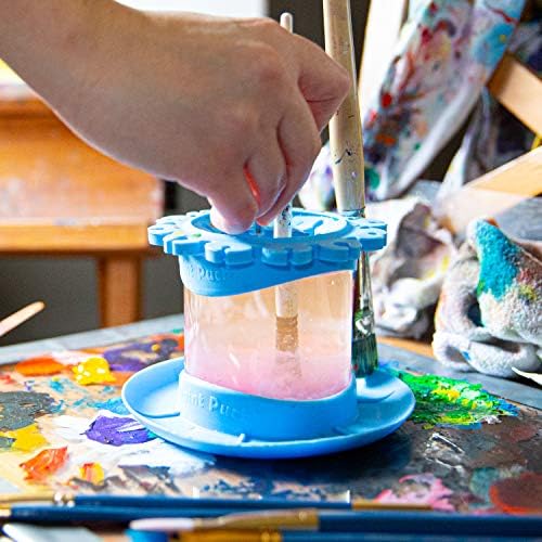 Paint Puck Ultimate Rinse Cup Paint Brush Cleaner, Mug (4 in), Blue | Non-Spill Paint Water Cup & Brush Cleaner, Brush Holder, Squeegee Lips & Drip Tray, Acrylic, Watercolor, Art Supplies
