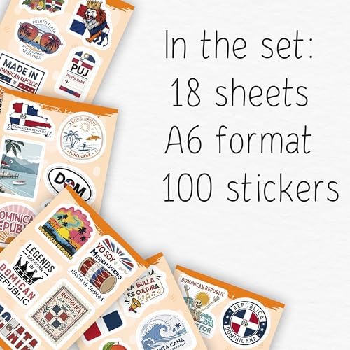 100Pcs Dominican Republic Stickers for Luggage, Water Bottle - Dominican Republic Gifts, Party Supplies & Decorations - Gift for Women & Men