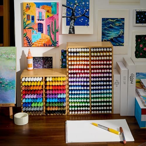 MEEDEN Bamboo Marker Organizer for Desk: Wooden Storage Holds 126 Markers