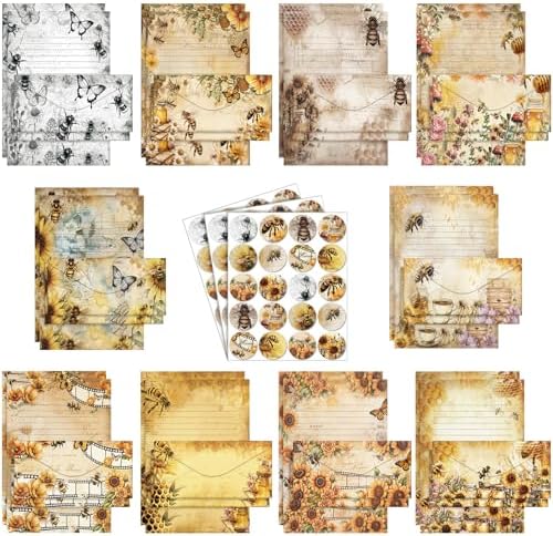 TaoBary 160 Pcs Vintage Bee Butterfly Stationery Paper and Envelopes Set
