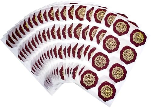 80Pcs Gold Foil Wax Seal Stickers – Vintage Self-Adhesive Labels, Red Faux Wax Stamp Stickers for Envelopes, Wedding Invitations, Scrapbooking, Gift Wrapping, 10 Sheets
