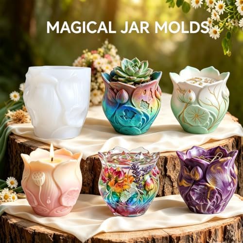 Lotus Candle Holders Epoxy Resin Mold for Casting Succulent Gifts