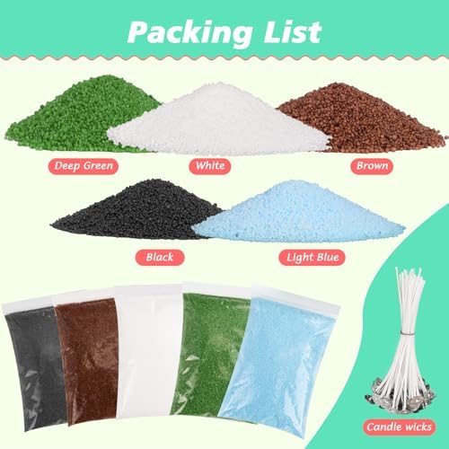 Blingfun 5 Color DIY Sand Wax Candle Making Kit – Refillable Pearled Wax with Candle Wicks, Scented Candle Supplies for Halloween, Christmas, Wedding, Home Decor (Sand Candle Craft Kit)