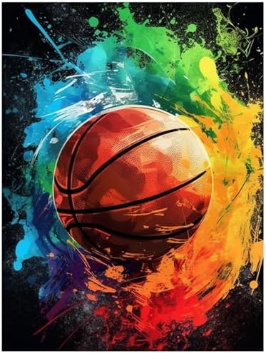 Basketball Diamond Art Kits for Adults, Diamond Painting Kits 12x16 in | Diamond Painting Kits for Adults Beginners, Gem Art, 5D Full Drill, DIY Arts and Crafts for Gift Home or Decor