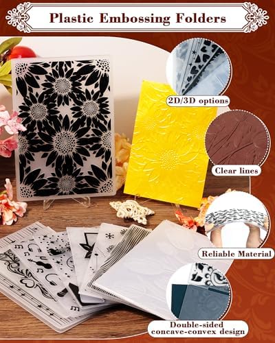 FIVEIZERO 8 Pcs Vintage Embossing Folders for Embossing Machine, 5.8 x 4.1 Inch Paper Card Embossing Templates, Antique Lace & Damask Pattern for Card Making, Scrapbook, Photo Album & DIY Crafts