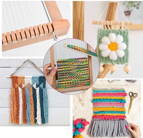 LYKTRIX Weaving Loom for Kids, Wooden Weaving Kit, Loom Kit for Kids Ages 8-12, Great Knitting Looms for Beginners and Girls Over 6 Years Old, Contains Enough Weaving Yarn 11.4" x 7.5"