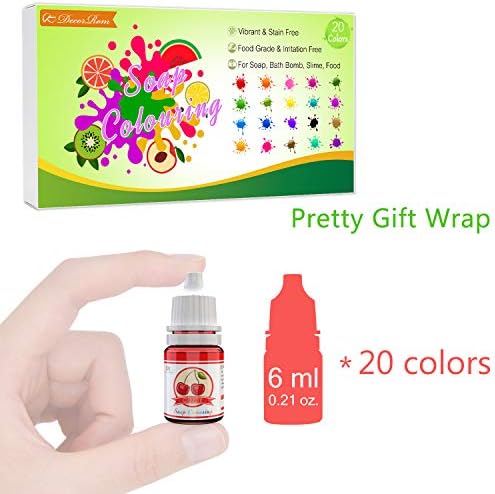 Soap Dye & Colorant - 20 Vibrant Liquid Colors for Soap Making & Bath Bombs