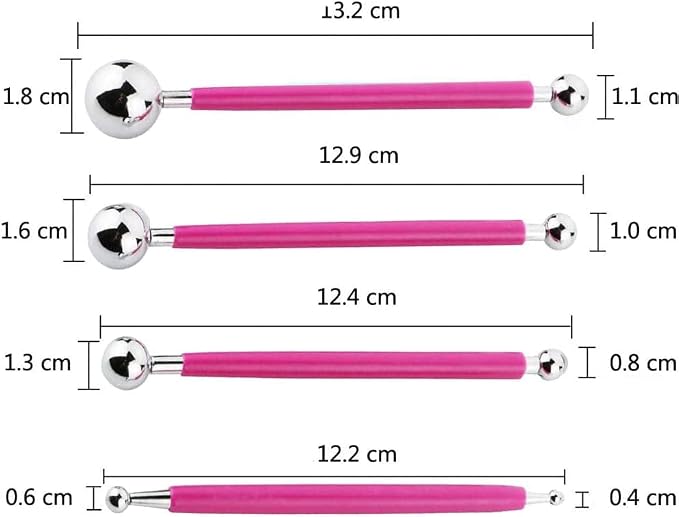 4PCS Double-Ended Metal Ceramic Clay Ball Stylus Dotting Tools and 5PCS 2 Way Silicone Polymer and Embossing Paper Flower Indentation Tool for Drawing