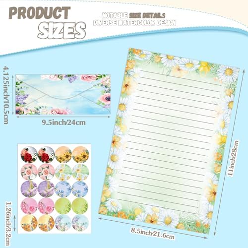 TaoBary 160 Pcs Flower Stationery Paper and Envelopes Set, 8.5 x 11''