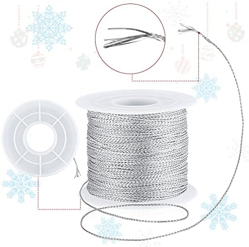 Shappy 440yards x 1mm Metallic Cord Tinsel Rope, Metallic Gold Silver