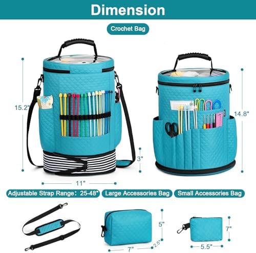 Crochet Yarn Knitting Bag 3PCS Expandable Large Yarn Storage Organizer Bag