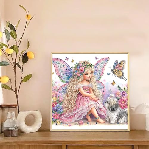 AiYuanzsh Diamond Art Painting Kits for Adults, 5D Special Shape Diamond Art Kits for Beginners, Crystal Rhinestones Diamond Art Painting for Home Wall Decoration Gift 12×12 inch, Princess Elf