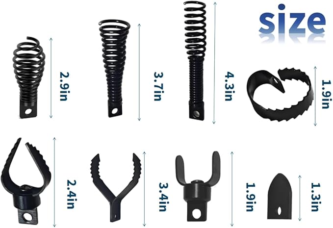 9 PCS Drain Snake Drill Attachment,Drain Cleaner Combination Cutter Head,Root Cutter For Drain Cleaning,Used in 50ft-100ft Ac Drain Cleaning Machine,for 5/16” To 3/4” Drain Snake Cables