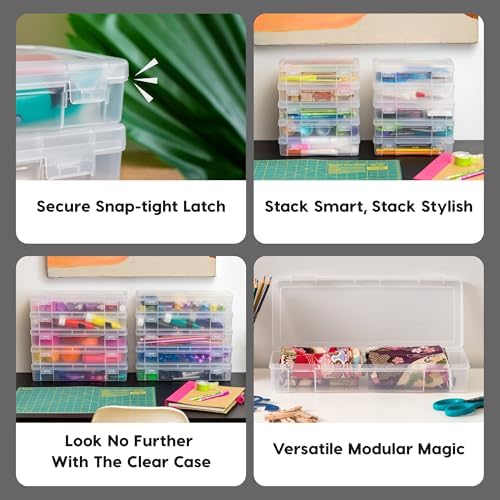 IRIS USA Clear Cases |Made in USA| Plastic Box Organizers (10-Pack)- Medium