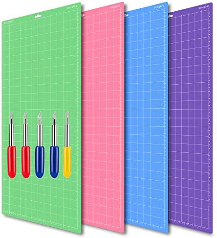 EVISWIY 4PCS 12x24 Mats Compitable with Maker 3/Maker Explore Air 2/Air/One with Blades StandardGrip/LightGrip/StrongGrip/FrabricGrip Multiple Green Blue Purple Pink Cricket Long Large Cutting Mats
