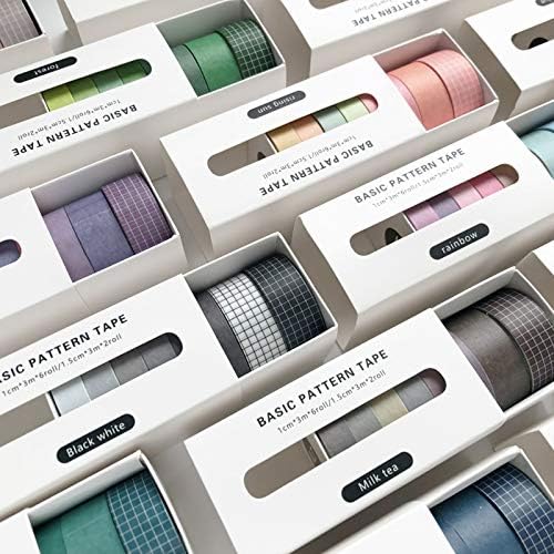 YUBBAEX 8 Rolls Basic Washi Tape Set Solid Color Grid Masking Decorative Tapes for Arts, DIY Crafts, Journals, Planners, Scrapbooking, Wrapping (Purplish Blue)