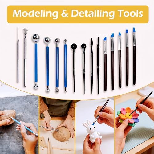 DaChihSheng 43 Pcs Clay Tools Kit Pottery Tools Polymer Clay Sculpting Tools Kit for Carving Air Dry Clay Tools Set for Adults Clay Sculpting Tools Ceramic Tools Graving Tools use for DIY Handicraft