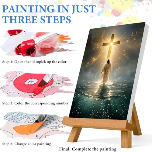Jesus Paint by Numbers Kit for Adults Framed Canvas 12X16 in, Frameworkless
