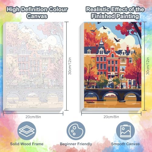 Kalonyth City Framed Paint by Numbers Kit for Adults Beginner 8x12 inch