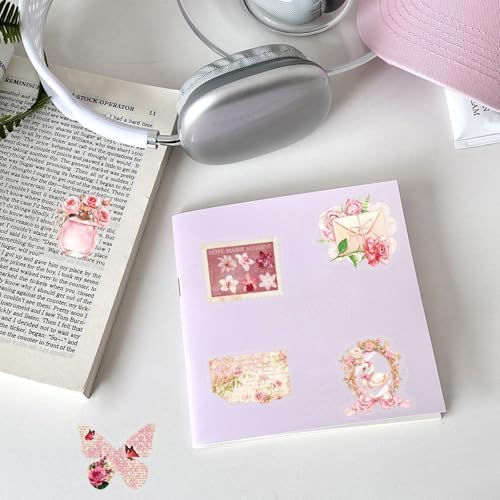 50pcs Pink Aesthetic Flowers Stickers Flora Scrapbook Stickers