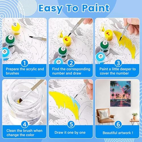 KYOQFVN Sunset Road Paint by Numbers for Adults Beginner, Street Adult Paint by Number Kits on Canvas, DIY Oil Painting Kits for Home Wall Decor 16X20 inch (Without Frame)