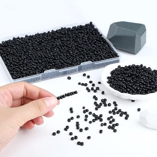 ZHIYUXI 3000Pcs 4mm Black Glass Seed Beads for Jewelry Making