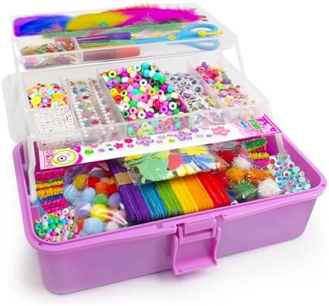 Itopstar 3000 Kids Arts and Crafts Supplies for Kids Crafting Supply in 3 Layered Plastic Art Box All in One Ages 8 9 10 11 & 12 Year Old Girls & Boys Crafting Supply Set