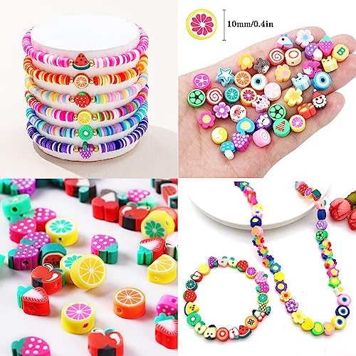 BBita 2480pcs Acrylic Bear Polymer Clay Beads Charms for Bracelets Making Kit Cute Fun Charms Beads Friendship Bracelet Making DIY Arts Crafts Birthday Gifts Toys for Kids Girls