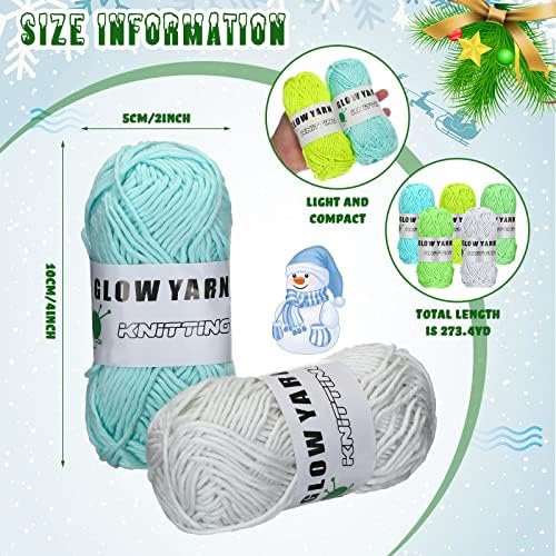 WILLBOND 5 Rolls Glow in The Dark Yarn for Crocheting, Classic