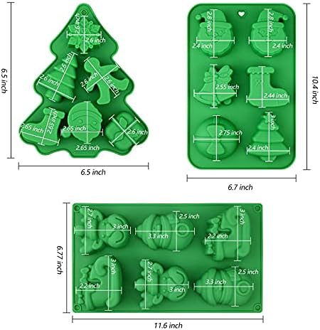 HUAKENER 3 Pack Christmas Soap Molds, Large Size Xmas Silicone Mold | Christmas Silicone Molds for Handmade Soap, Mini Cakes, Chocolate, Candy, Jello, Nonstick, Food Grade Material
