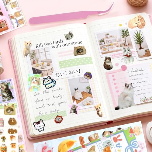 800+ Cat Sticker Book, 30 Sheets Meme Stickers for Scrapbook Journal