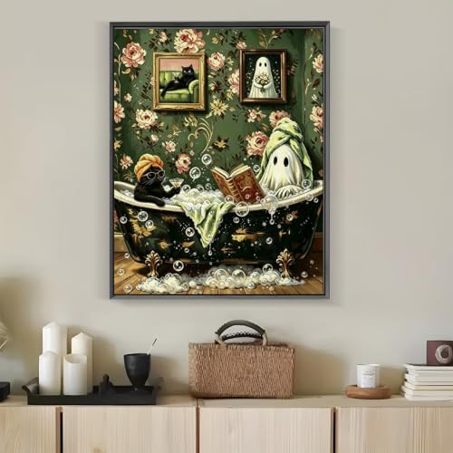 Tabszca Funny Bathing Ghost Paint by Numbers Kit for Adults 16 X 20 Inch