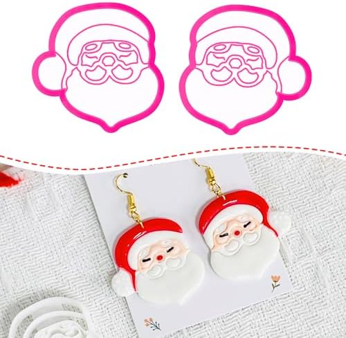 Xaekicr Christmas Santa Polymer Clay Cutters Set – Clay Earring Cutters for DIY Earrings – Cute Holiday Face Clay Molds – Polymer Clay Tools for Jewelry Making