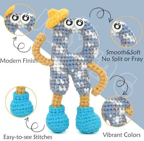 3 Pack Rainbow Beginner Crochet Yarn for Crocheting Knitting Multicolor Cotton Crochet Yarn for Beginners with Easy-to-See Stitches Cotton-Nylon Blend Easy Yarn for Beginners(Blue Grey)