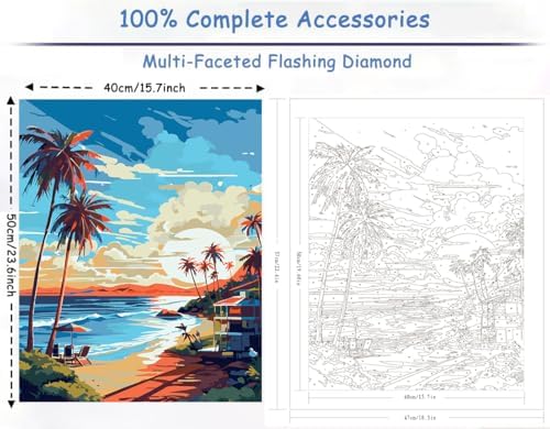 ZTOTZ Paint by Numbers kit for Adults Beach, Paint by The Numbers Beach Canvas, Seaside Landscape Acrylic Paint by Numbers kit for Adults for Decor 16x20in