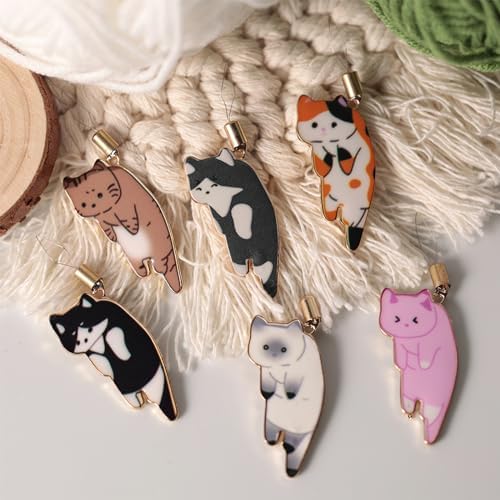 AUNVITO Cat Needle Threader, 6Pcs Adorable Mini Cat Threader, Clothing Embroidery Accessories, DIY Gadget for Sewing Crafting