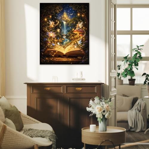 Magic Paint by Numbers Kit for Adults, Book Adult Paint by Number 16x20 in | Castle Canvas Paint by Numbers for Adults for Home Wall Decor Gifts,DIY Acrylic Oil Painting Pre Drawn Canvas Stress Relief