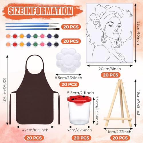 Sherr 140 Pcs 20 Set Pre Drawn Canvas Painting Kit, Elegant Lady