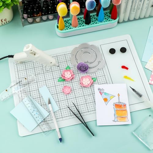 Magnetic Glass Craft Mat, Magnetic Glass Board W/Magnets, All-in-one Tempered Glass Crafting Surface for Cutting, Stamping, Mixed Media, Heat Embossing and Hot Glue Projects Arts Crafts Supplies